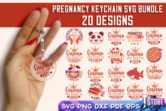 Pregnancy Keychain SVG Bundle Pregnant Graphics
